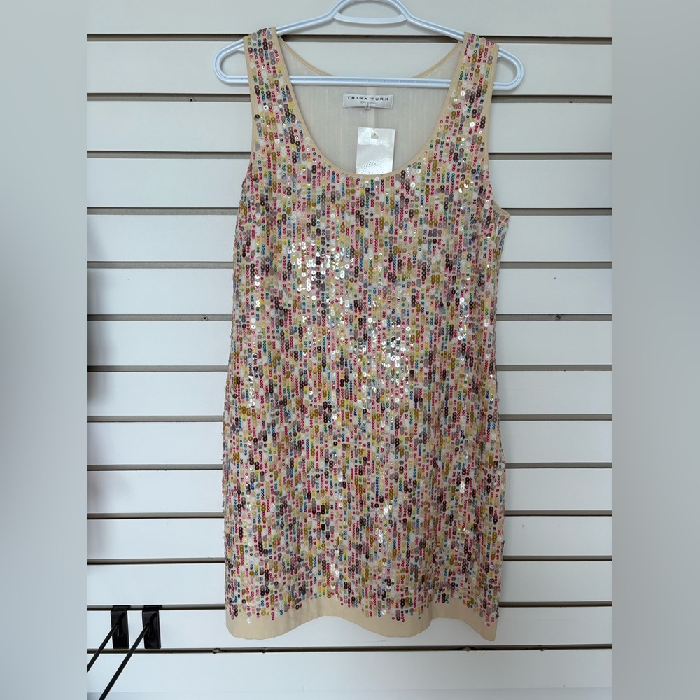 Trina Turk Multi Color Sequins Mini Dress Size 6